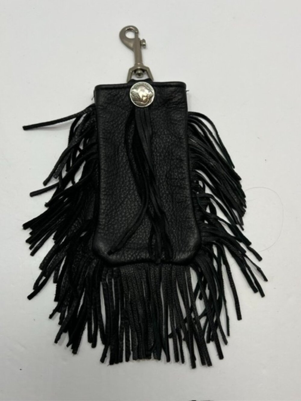 Handcrafted Leather Fringed Biker Belt Loop Bag Small with HeavyDuty Snap Hook